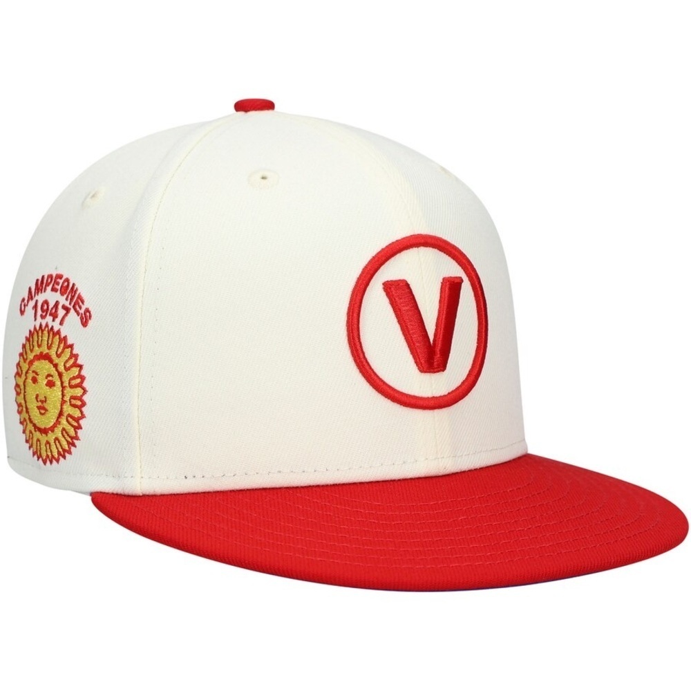 Sz 8 Vargas Campeones Rings & Crwns Team Fitted Hat - Cream/Red